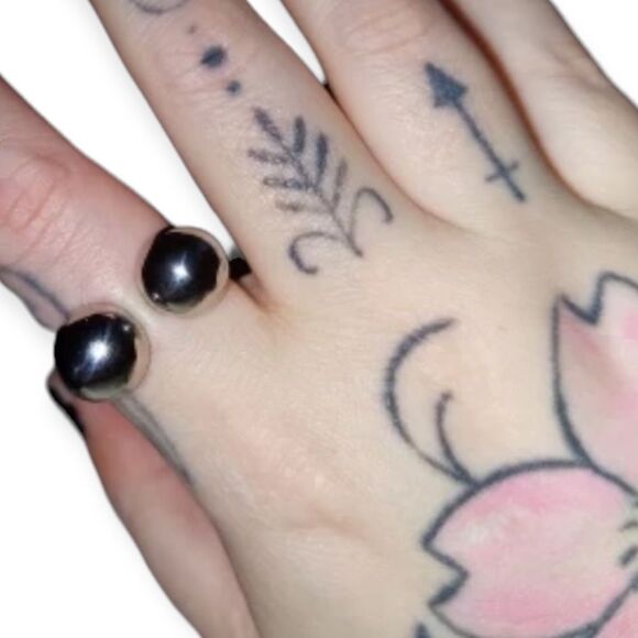 Stainless Steel Metal Beaded Open Cuff Band Ring NEW - Picture 2 of 3